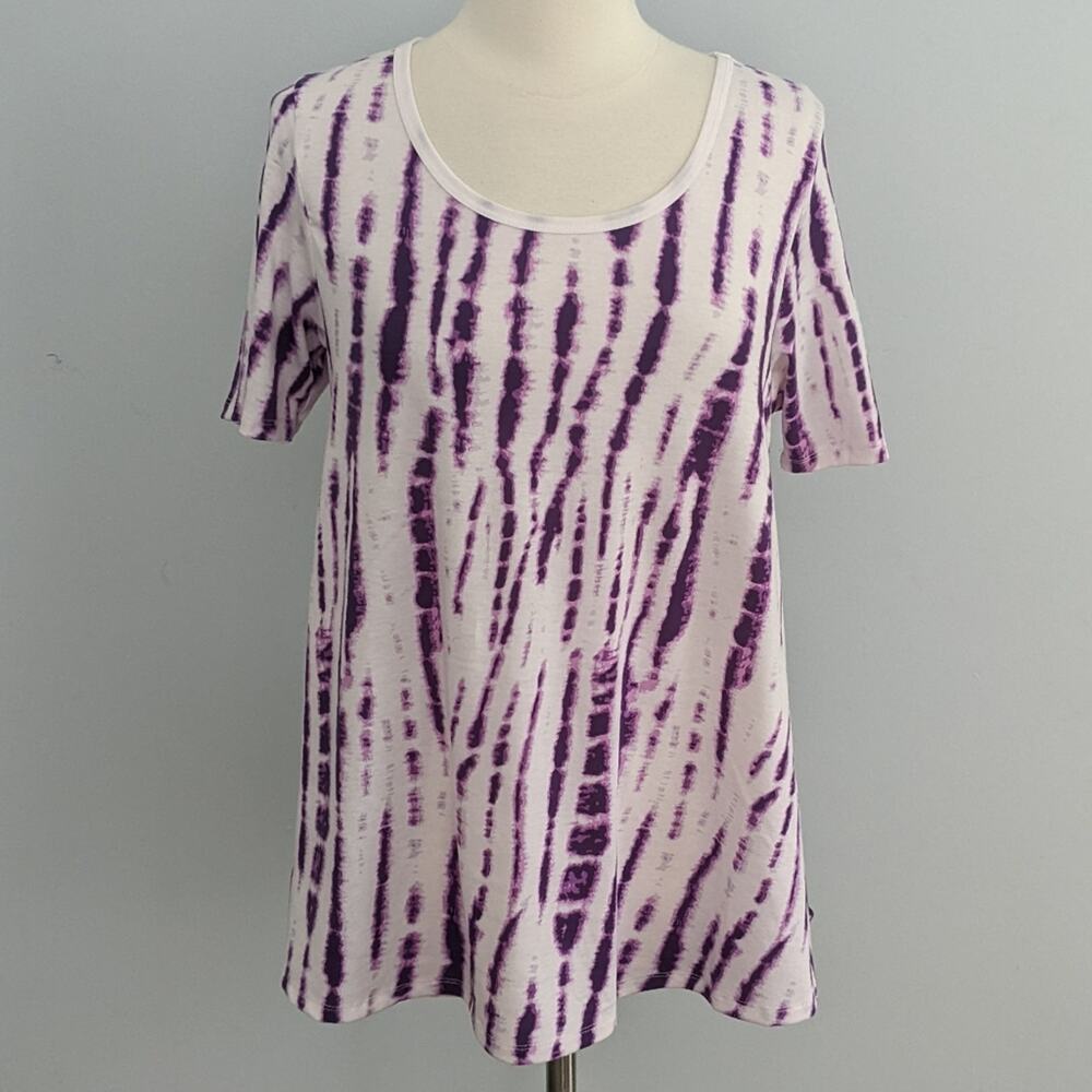 LuLaRoe Purple Tie Dye Short Sleeve Top Medium